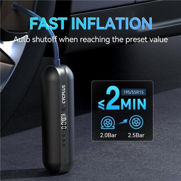 Electric Air Compressor Portable Bicycle Pump Car Tire Inflator, Max 150 PSI - Picture 2 of 6